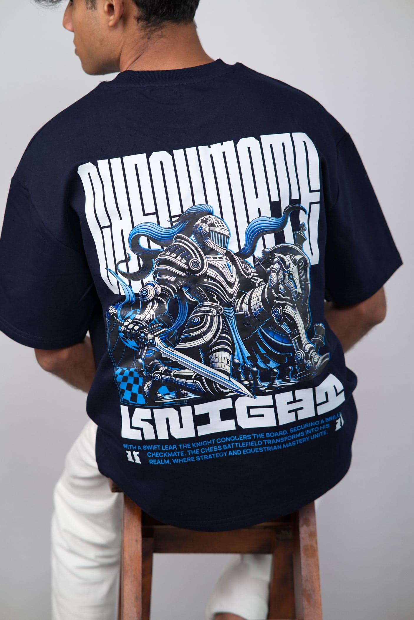 Checkmate Knight Unisex Premium Oversized T-shirt — alternate view